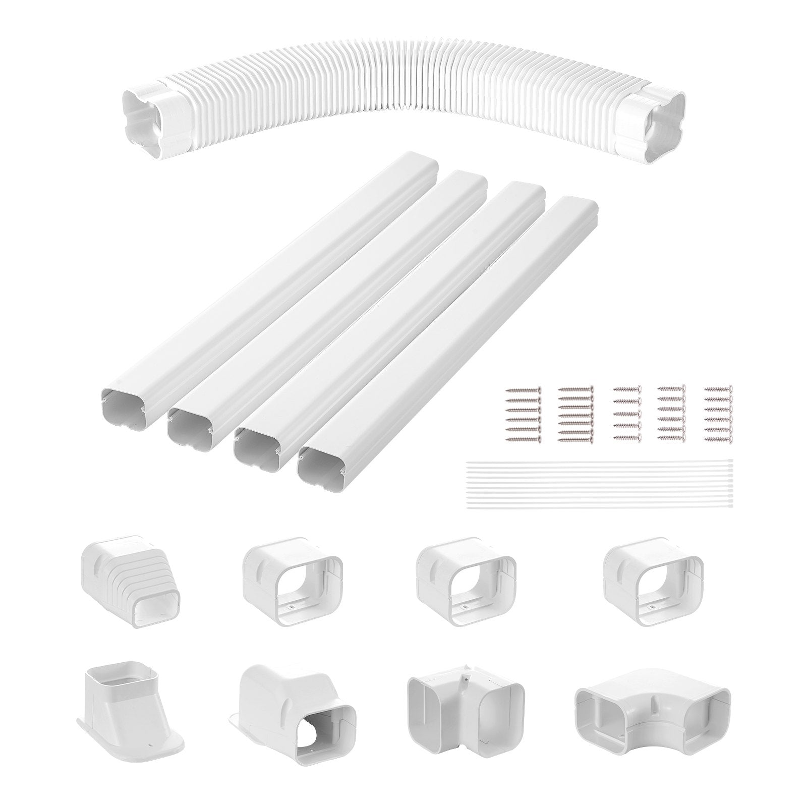 Mini Split Line Set Cover 76.2mm W 5350mm L, PVC Decorative Pipe Line Cover For Air Conditioner with 4 V952-BSKSQFTSKDGXAZ41JV0