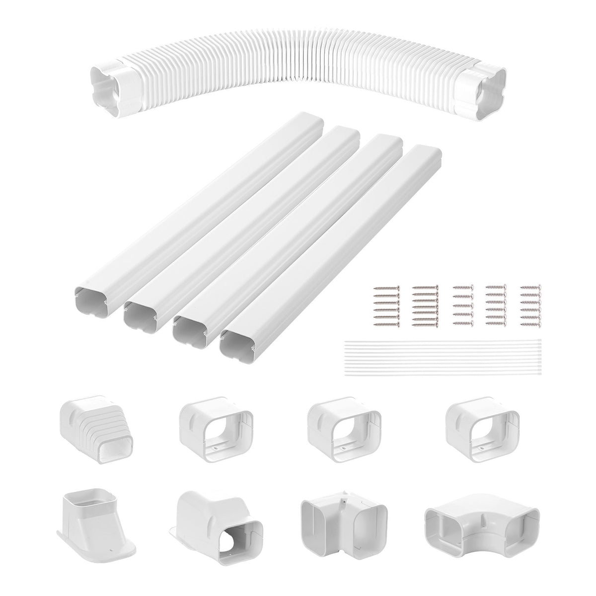 Mini Split Line Set Cover 76.2mm W 5350mm L, PVC Decorative Pipe Line Cover For Air Conditioner with 4 V952-BSKSQFTSKDGXAZ41JV0