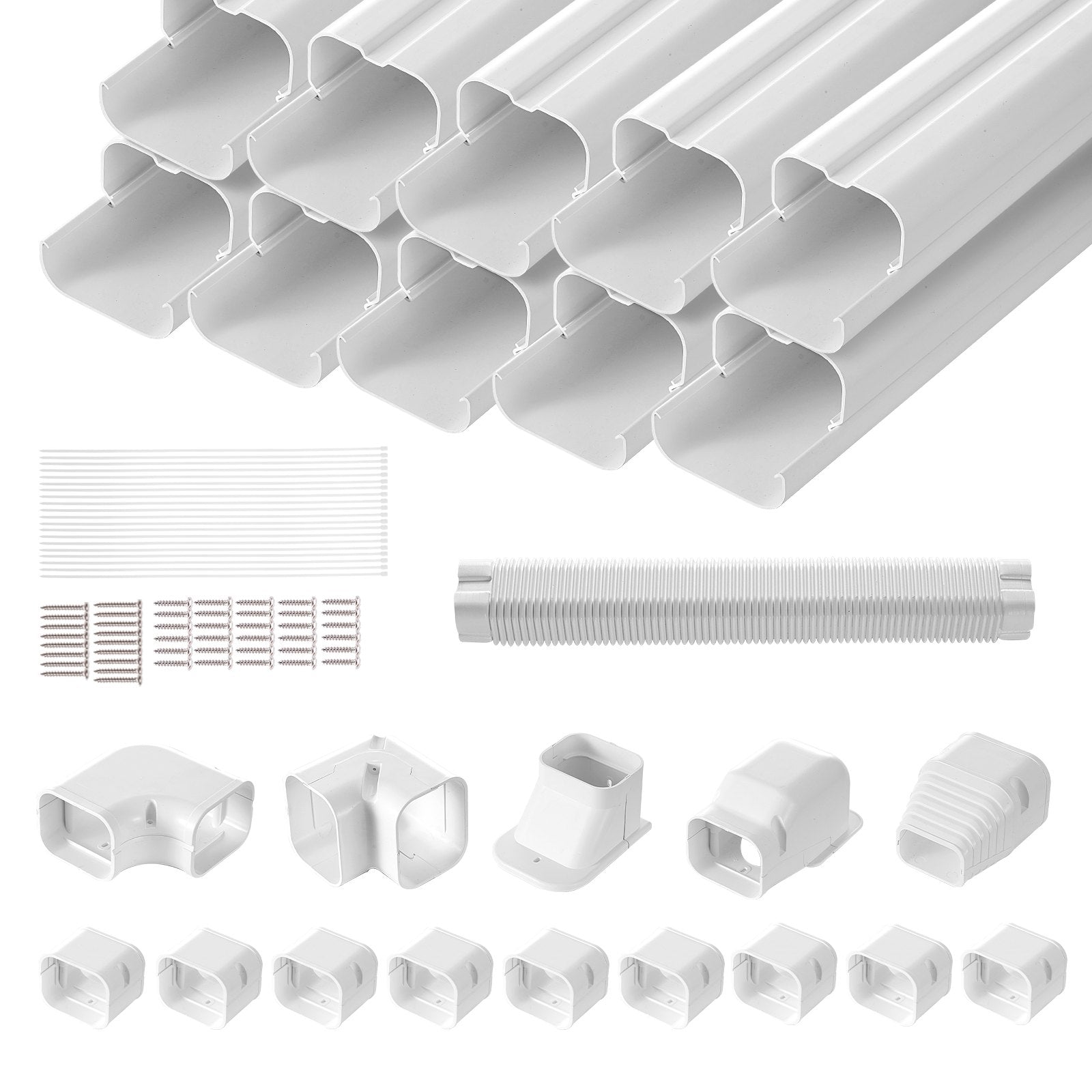 Mini Split Line Set Cover 76.2mm W 5400mm L, PVC Decorative Pipe Line Cover For Air Conditioner with 10 V952-BSKSQFTSKDGXB3X6AV0