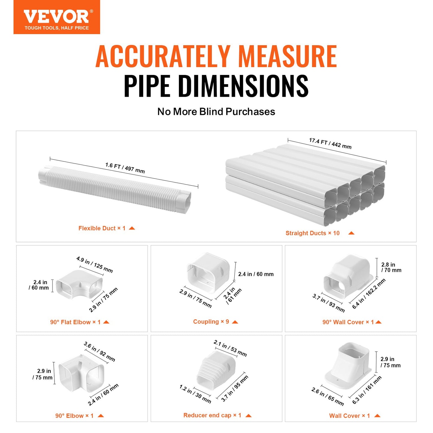 Mini Split Line Set Cover 76.2mm W 5400mm L, PVC Decorative Pipe Line Cover For Air Conditioner with 10 V952-BSKSQFTSKDGXB3X6AV0