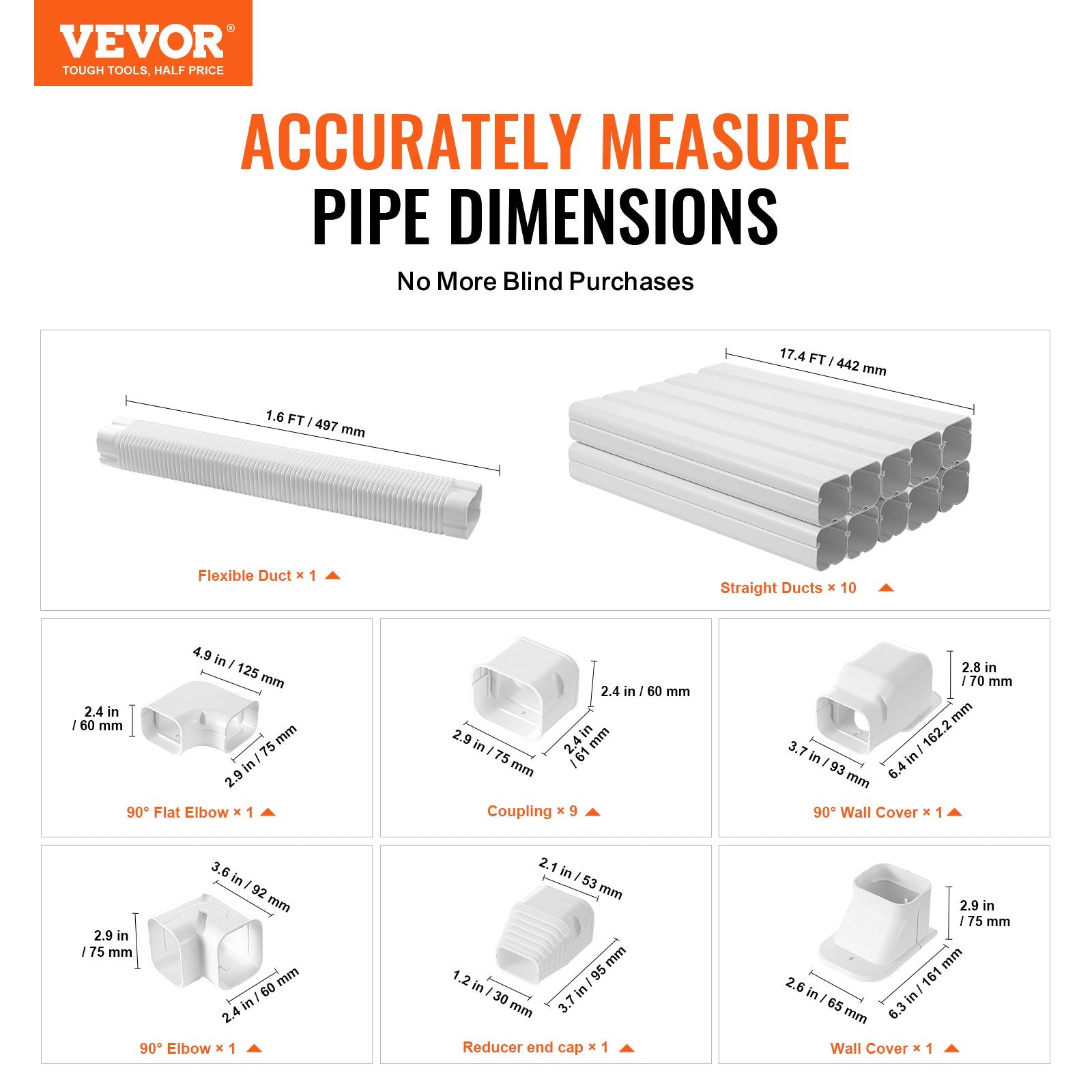 Mini Split Line Set Cover 76.2mm W 5400mm L, PVC Decorative Pipe Line Cover For Air Conditioner with 10 V952-BSKSQFTSKDGXB3X6AV0