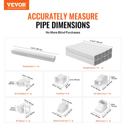 Mini Split Line Set Cover 76.2mm W 5400mm L, PVC Decorative Pipe Line Cover For Air Conditioner with 10 V952-BSKSQFTSKDGXB3X6AV0