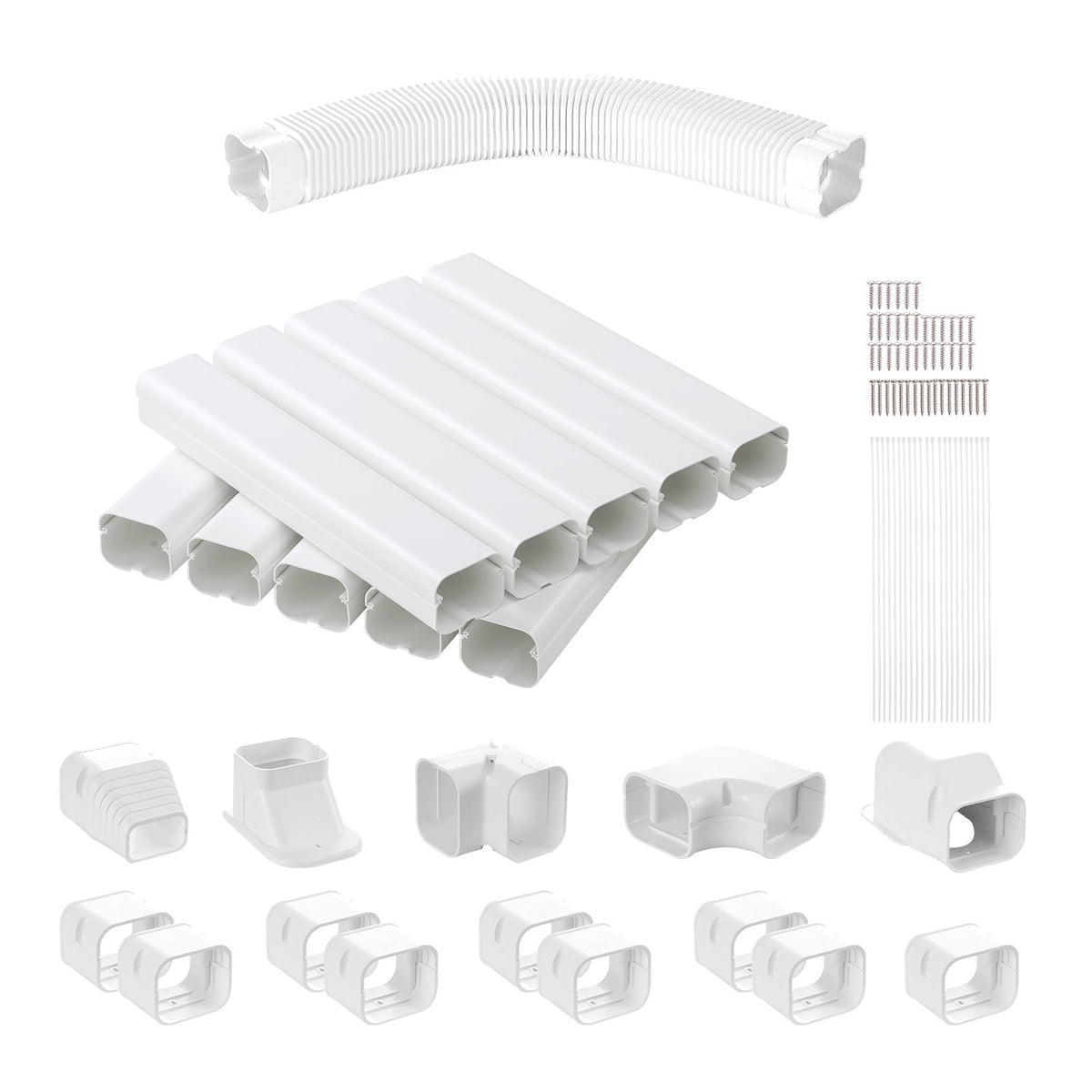 Mini Split Line Set Cover 76.2mm W 5400mm L, PVC Decorative Pipe Line Cover For Air Conditioner with 10 V952-BSKSQFTSKDGXB3X6AV0