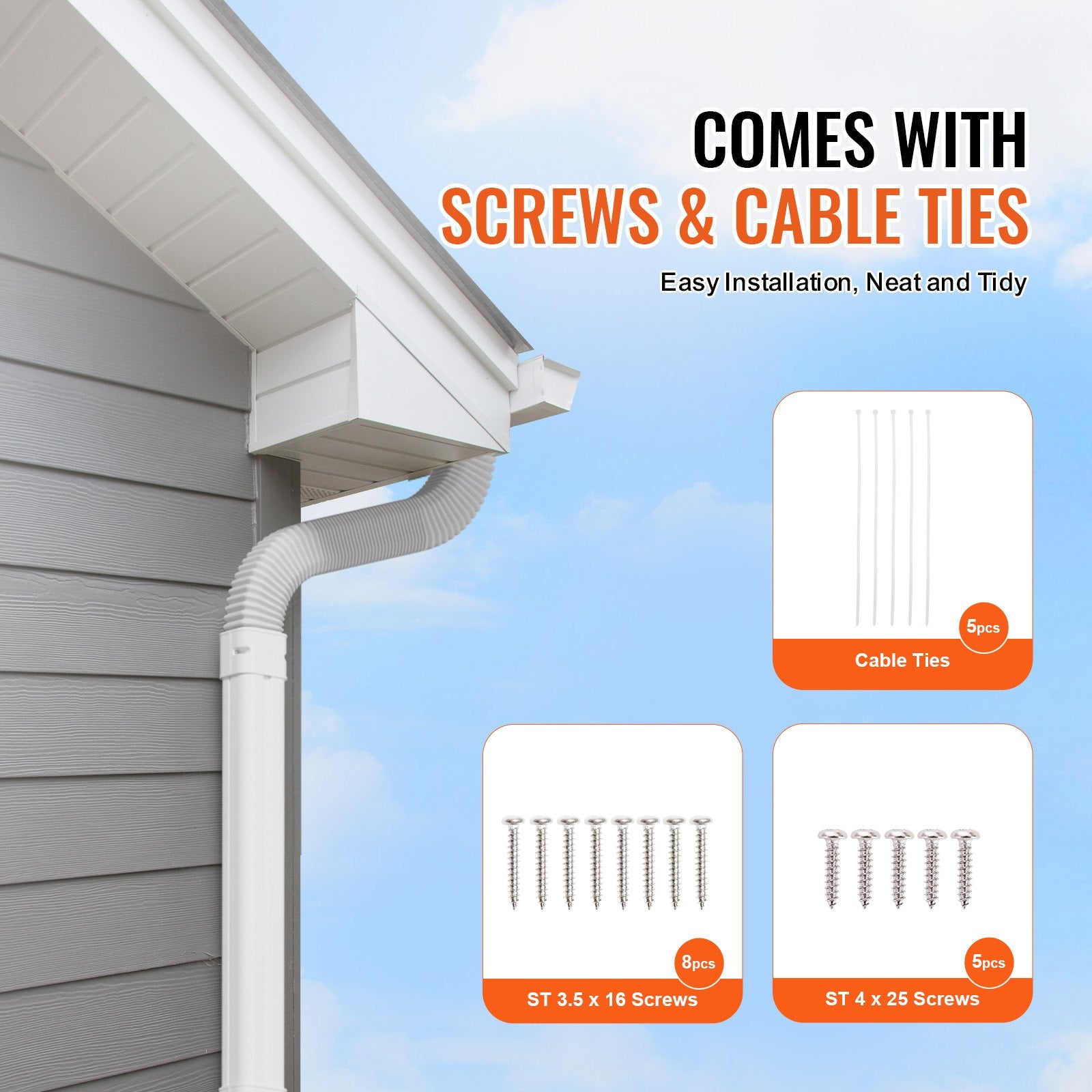 Mini Split Line Set Cover 76.2mm W 2270mm L, PVC Decorative Pipe Line Cover For Air Conditioner with 2 V952-BSKSQFTSKDGXVBQRUV0