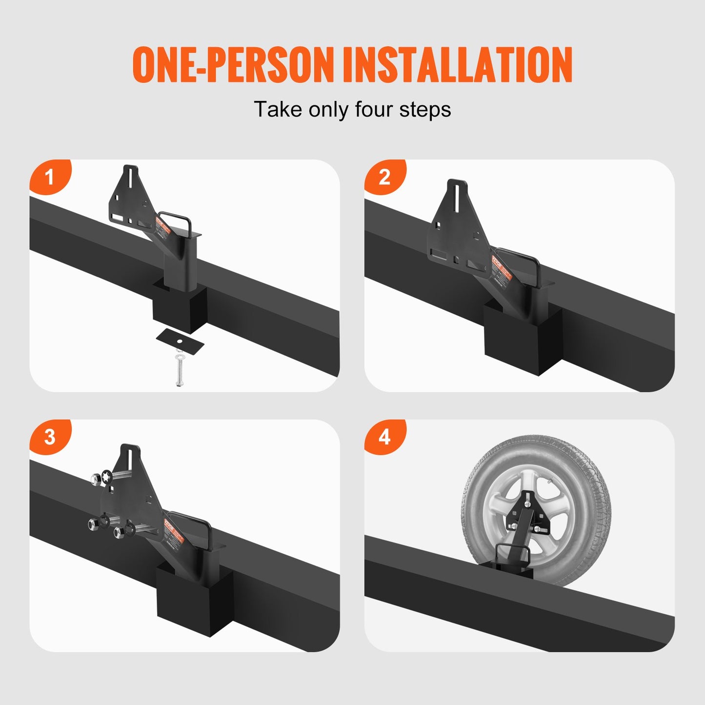 Spare Tire Carrier, Trailer Spare Tire Mount, 160 lbs Capacity, Utility Trailer Accessories Fits Most 4 & 5 & V952-BTCFJCK150LBSV8AWV0
