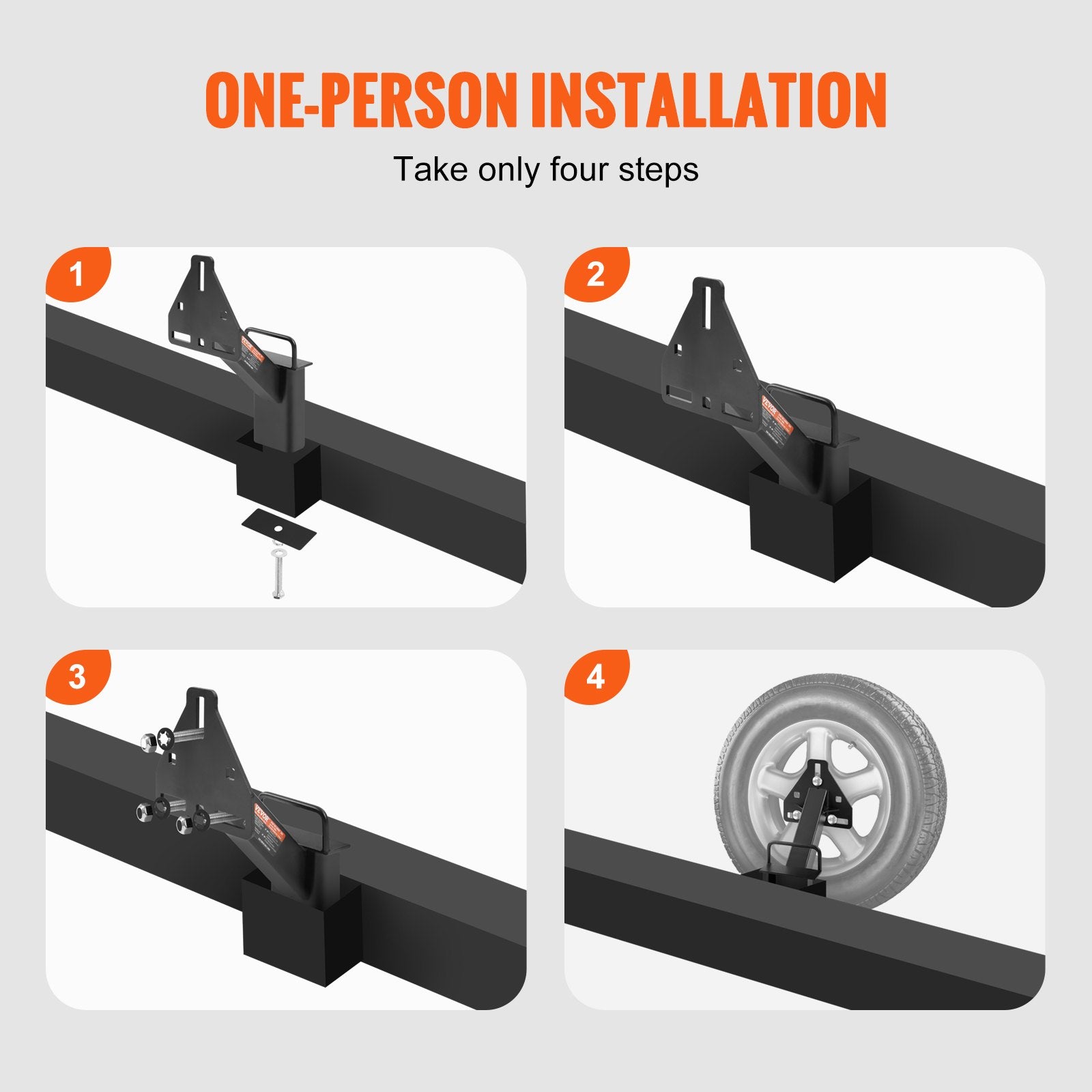 Spare Tire Carrier, Trailer Spare Tire Mount, 160 lbs Capacity, Utility Trailer Accessories Fits Most 4 & 5 & V952-BTCFJCK150LBSV8AWV0