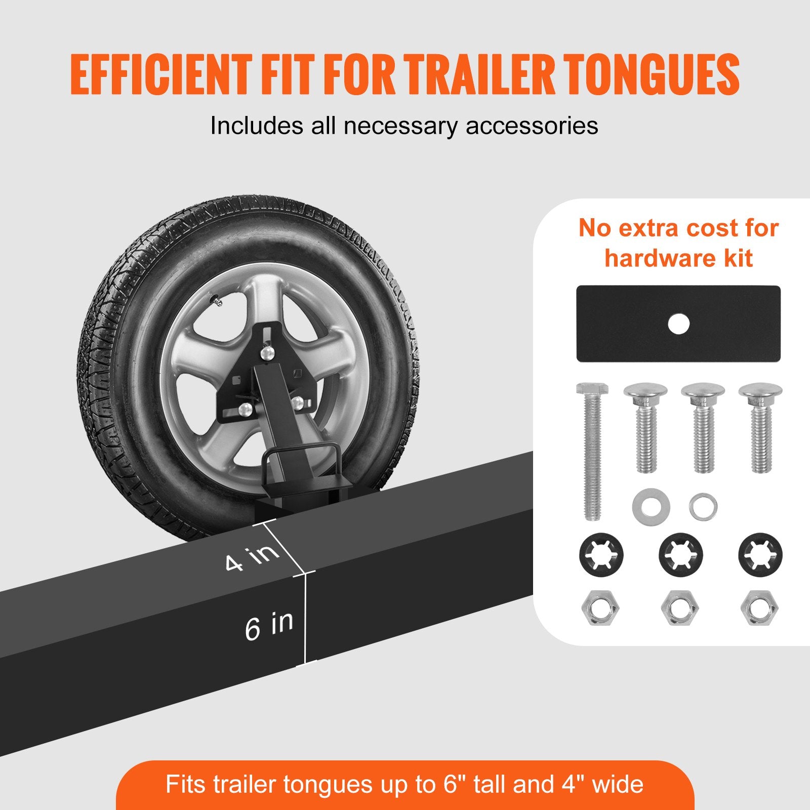 Spare Tire Carrier, Trailer Spare Tire Mount, 160 lbs Capacity, Utility Trailer Accessories Fits Most 4 & 5 & V952-BTCFJCK150LBSV8AWV0