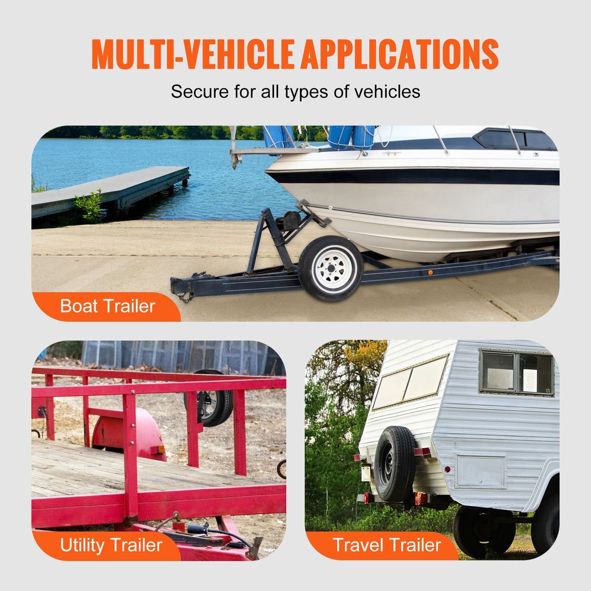 Spare Tire Carrier, Trailer Spare Tire Mount, 160 lbs Capacity, Utility Trailer Accessories Fits Most 4 & 5 & V952-BTCFJCK150LBSV8AWV0