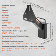 Spare Tire Carrier, Trailer Spare Tire Mount, 160 lbs Capacity, Utility Trailer Accessories Fits Most 4 & 5 & V952-BTCFJCK150LBSV8AWV0