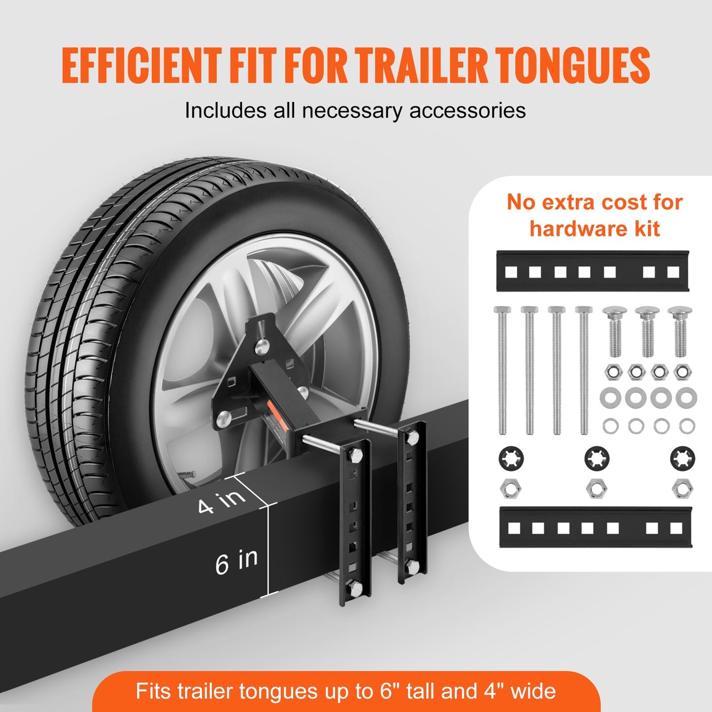Spare Tire Carrier, Trailer Spare Tire Mount, 160 lbs Capacity, Utility Trailer Accessories Fits Most 4 & 5 & V952-BTCFJLS160LBS14F0V0