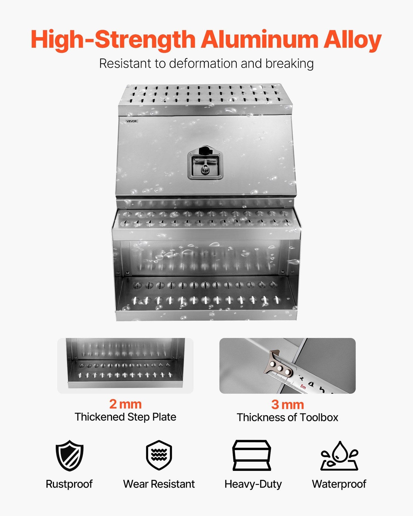 Semi-Truck Step Tool Box, 610 x 695 x 645 mm Heavy Duty Aluminum Toolbox Side Mount, Waterproof Side Storage V952-BTGJXBTGJX3TF391R001V0