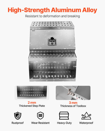 Semi-Truck Step Tool Box, 610 x 695 x 645 mm Heavy Duty Aluminum Toolbox Side Mount, Waterproof Side Storage V952-BTGJXBTGJX3TF391R001V0