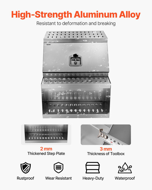 Semi-Truck Step Tool Box, 610 x 695 x 645 mm Heavy Duty Aluminum Toolbox Side Mount, Waterproof Side Storage V952-BTGJXBTGJX3TF391R001V0