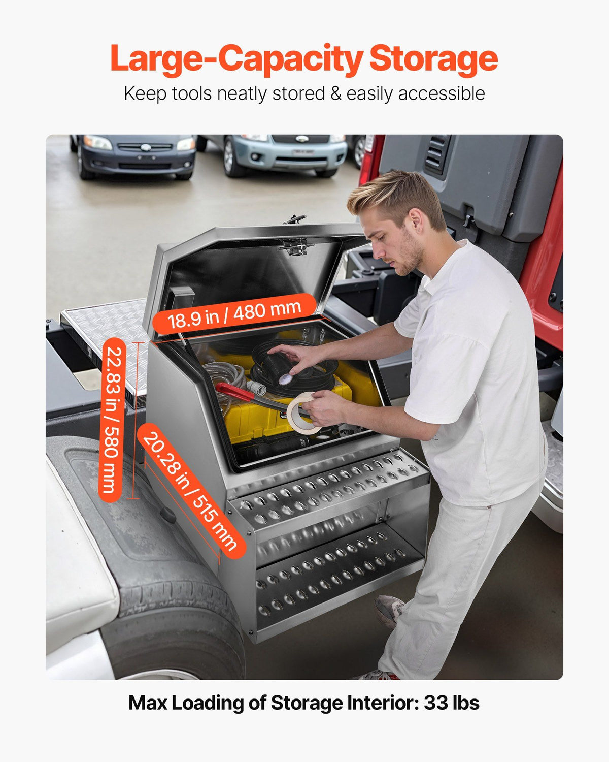 Semi-Truck Step Tool Box, 610 x 695 x 645 mm Heavy Duty Aluminum Toolbox Side Mount, Waterproof Side Storage V952-BTGJXBTGJX3TF391R001V0