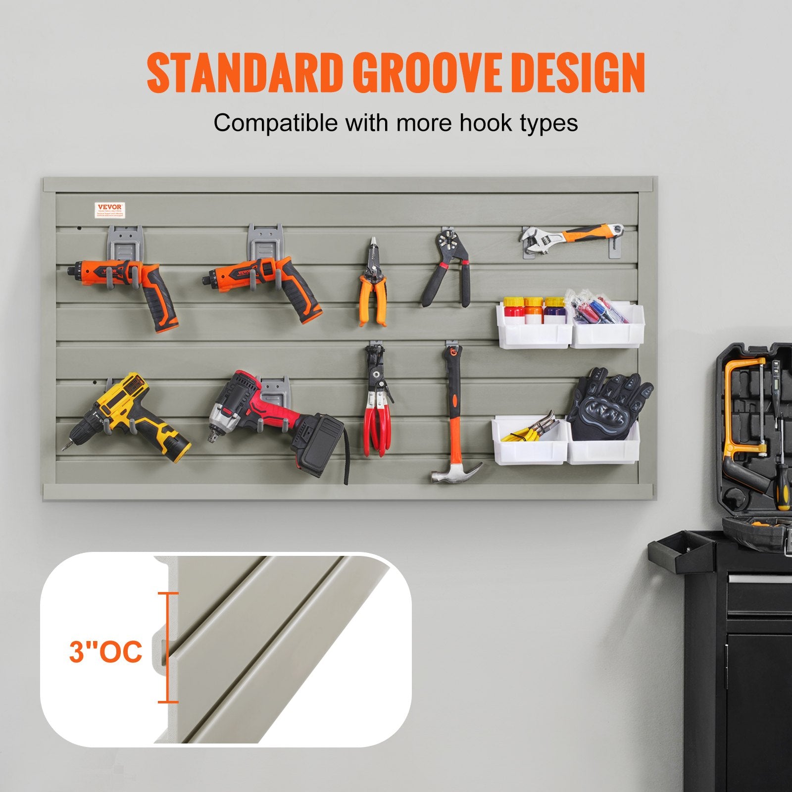 Slatwall Panels, 121.9 x 30.48 cm Gray Garage Wall Panels (Set of 2 Panels), Heavy Duty Garage Wall Organizer V952-BTQBPVCF8SQFMTCK0V0
