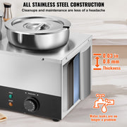 Electric Soup Warmer, Three 7.4QT Stainless Steel Round Pot, 1200W Commercial Food Warmer, 30 - 85 degrees C V952-BW3374QT1200W47W6V3