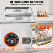 Commercial Electric Food Warmer Countertop Buffet 4*12 Qt Pan Bain Marie V952-BW4412QT1200W2SZRV3