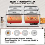 Commercial Electric Food Warmer Countertop Buffet 4*12 Qt Pan Bain Marie V952-BW4412QT1200W2SZRV3