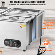Commercial Electric Food Warmer Countertop Buffet 4*12 Qt Pan Bain Marie V952-BW4412QT1200W2SZRV3