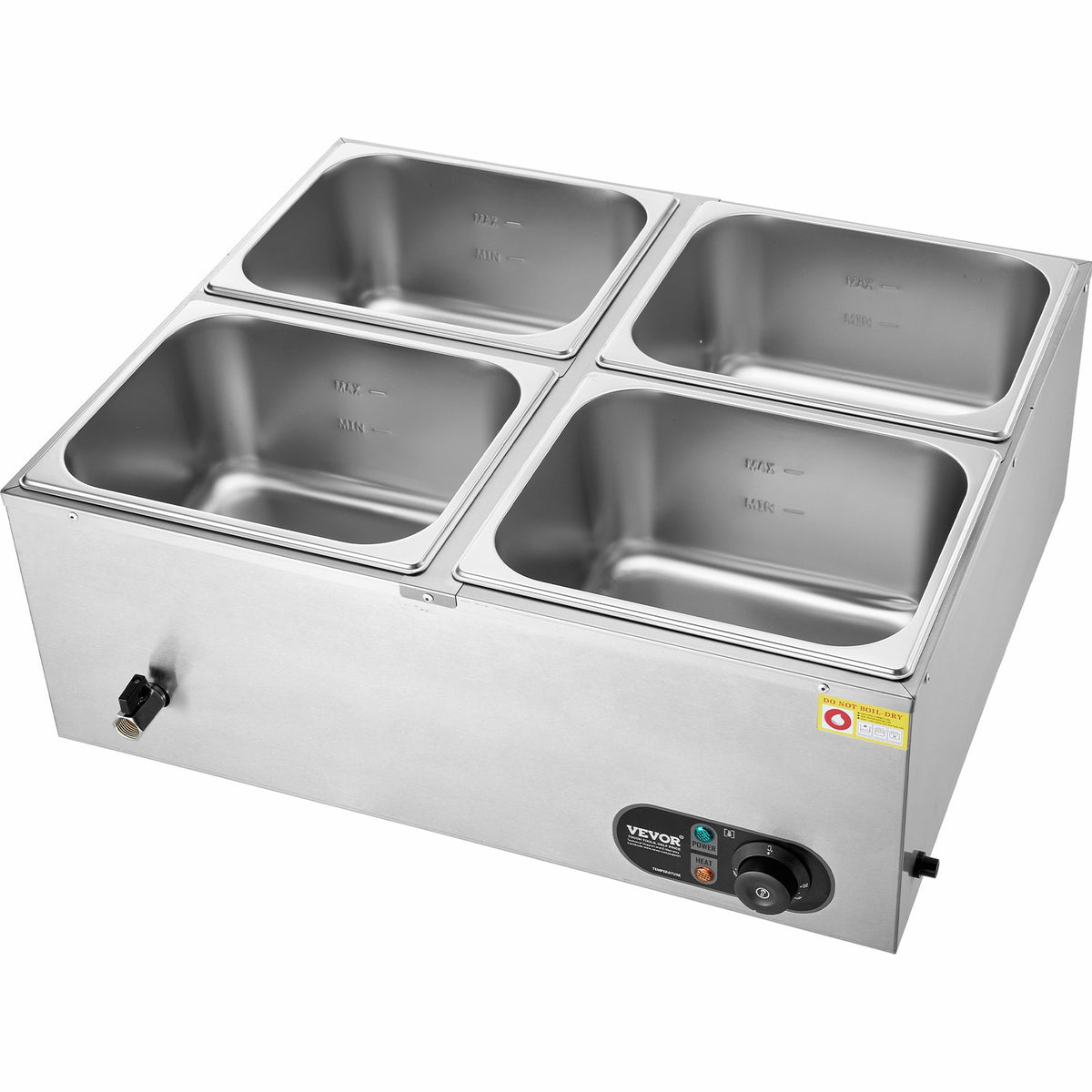 Commercial Electric Food Warmer Countertop Buffet 4*12 Qt Pan Bain Marie V952-BW4412QT1200W2SZRV3