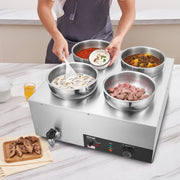 Commercial Soup Warmer Soup Station with 4*7.4Qt Pot Soup Kettle Warmer V952-BW474QT1500W4FX59V3