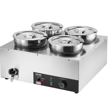 Commercial Soup Warmer Soup Station with 4*7.4Qt Pot Soup Kettle Warmer V952-BW474QT1500W4FX59V3