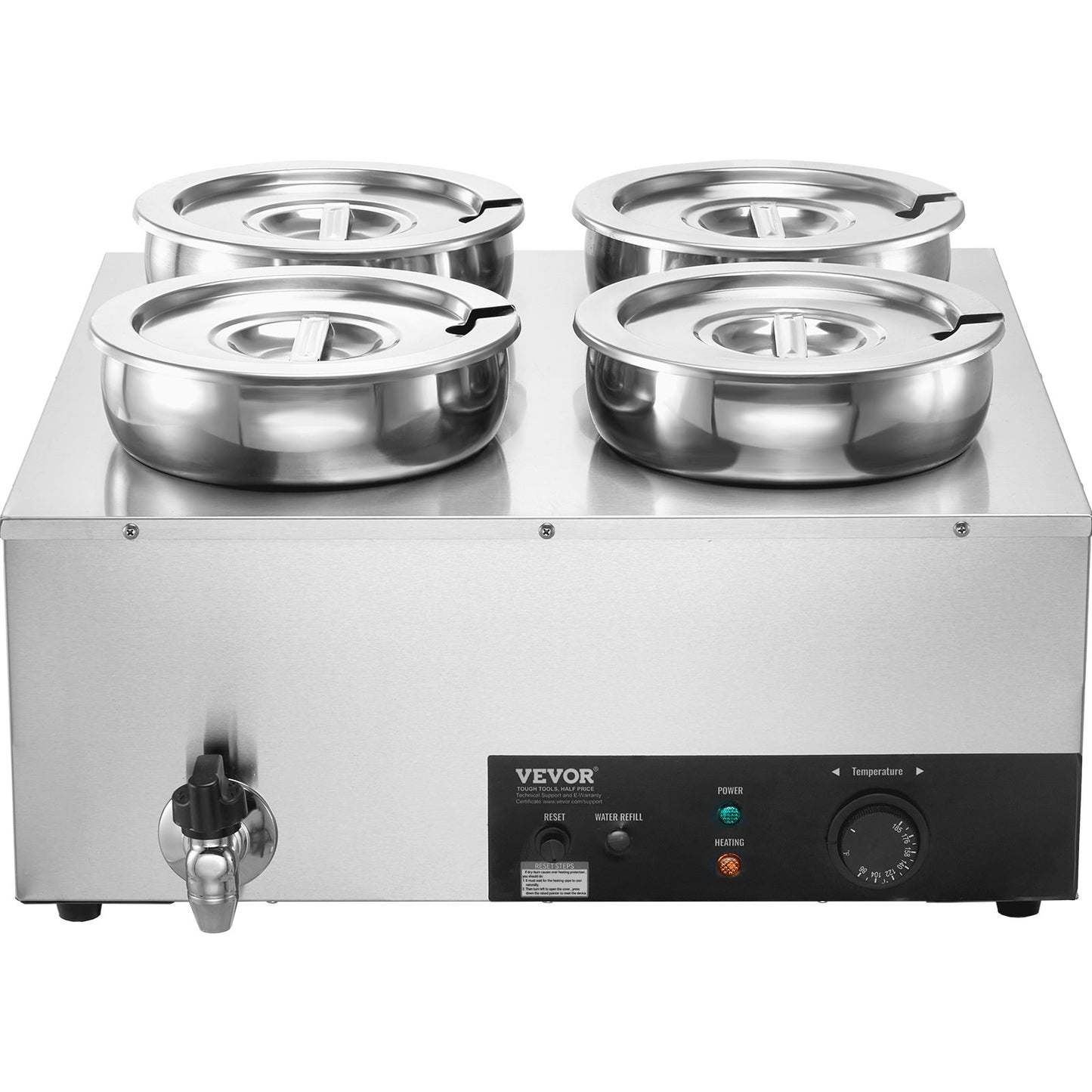 Commercial Soup Warmer Soup Station with 4*7.4Qt Pot Soup Kettle Warmer V952-BW474QT1500W4FX59V3