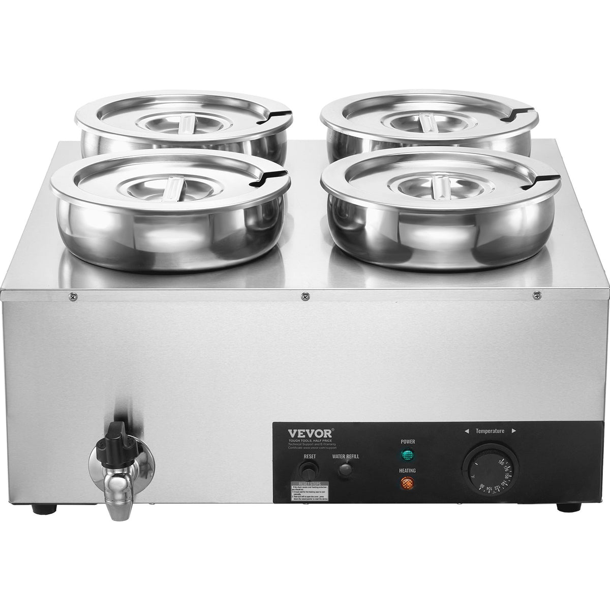 Commercial Soup Warmer Soup Station with 4*7.4Qt Pot Soup Kettle Warmer V952-BW474QT1500W4FX59V3