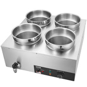 Commercial Soup Warmer Soup Station with 4*7.4Qt Pot Soup Kettle Warmer V952-BW474QT1500W4FX59V3