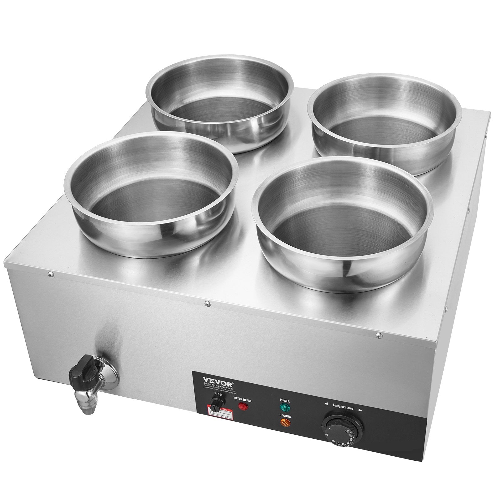 Commercial Soup Warmer Soup Station with 4*7.4Qt Pot Soup Kettle Warmer V952-BW474QT1500W4FX59V3