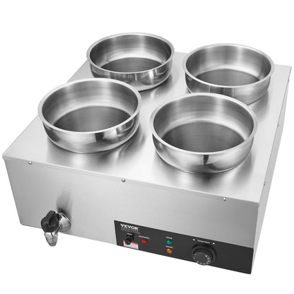 Commercial Soup Warmer Soup Station with 4*7.4Qt Pot Soup Kettle Warmer V952-BW474QT1500W4FX59V3