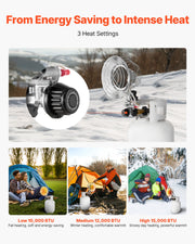 Propane Tank Top Heater with Portable Trolley, 15000 BTU Rapid Heating 180-Degree Infrared Radiant Tank Top V952-BWGDJRQBWGTCMP69D001V0