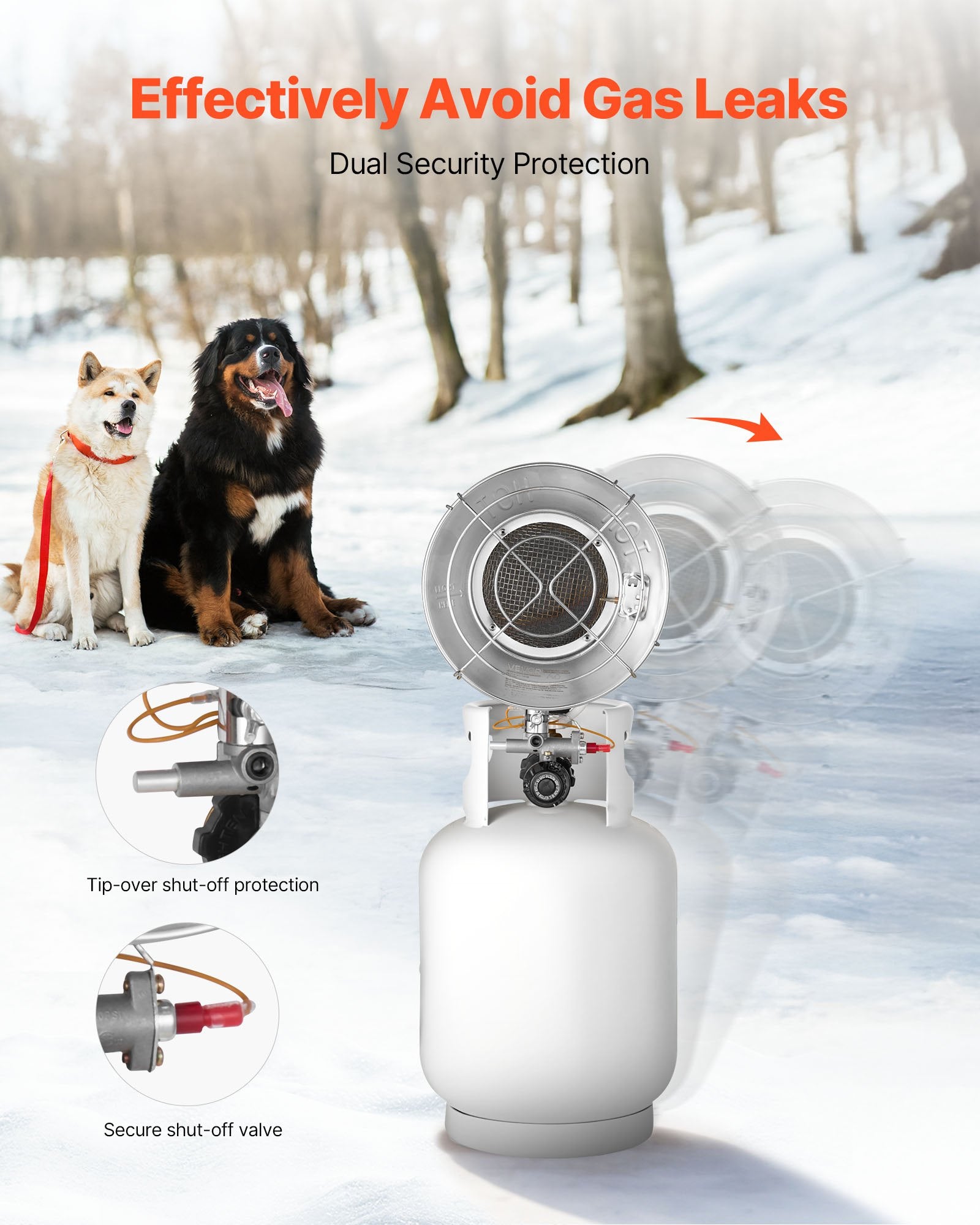 Propane Tank Top Heater with Portable Trolley, 15000 BTU Rapid Heating 180-Degree Infrared Radiant Tank Top V952-BWGDJRQBWGTCMP69D001V0