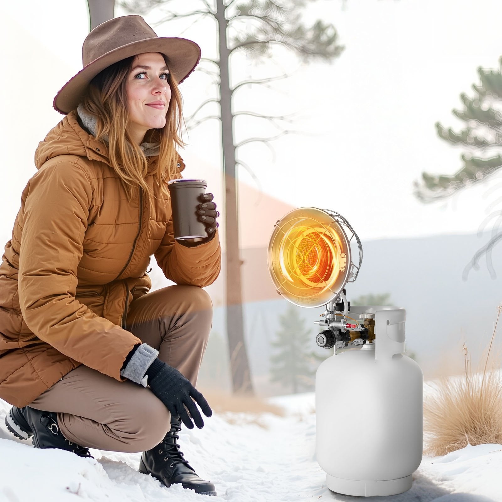 Propane Tank Top Heater with Portable Trolley, 15000 BTU Rapid Heating 180-Degree Infrared Radiant Tank Top V952-BWGDJRQBWGTCMP69D001V0