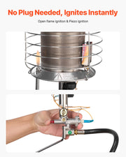 Propane Tank Top Heater, 42000 BTU Rapid Heating 360-Degree Infrared Radiant Tank Top Gas Heater, Stepless V952-BWGDJRQDFRQDTZBEJ001V0