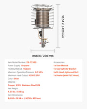 Propane Tank Top Heater, 42000 BTU Rapid Heating 360-Degree Infrared Radiant Tank Top Gas Heater, Stepless V952-BWGDJRQDFRQDTZBEJ001V0