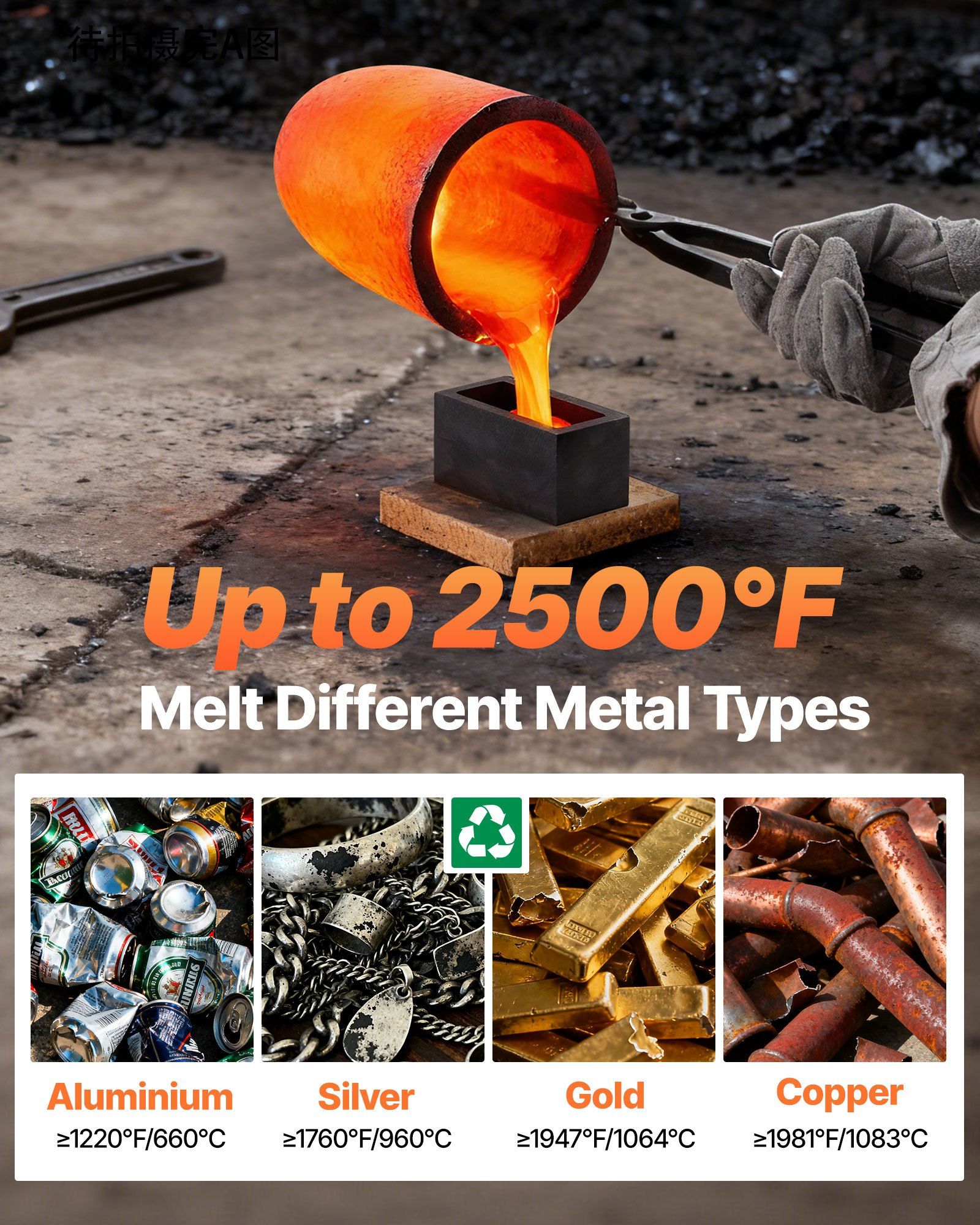 Propane Melting Furnace Kit, 8KG/18lbs Gas Metal Melting Furnace Kit, Foundry Home Kiln with Crucible, Tongs, V952-BWRJLDHQSYMGIJ2DIV0