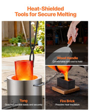Propane Melting Furnace Kit, 8KG/18lbs Gas Metal Melting Furnace Kit, Foundry Home Kiln with Crucible, Tongs, V952-BWRJLDHQSYMGIJ2DIV0