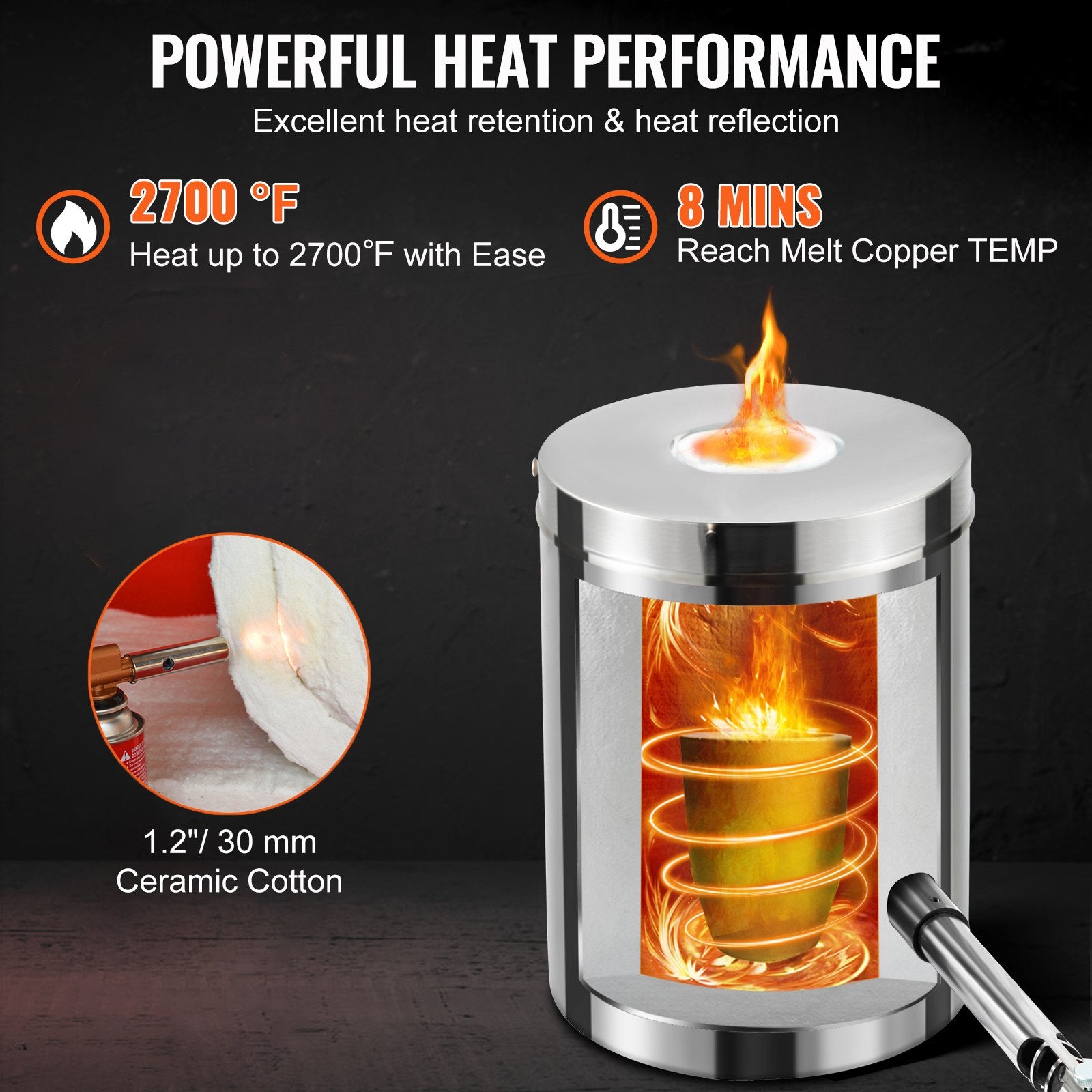 6KG Propane Melting Furnace Kit Melting Furnace Stainless Steel 2700 degrees F V952-BWRJLGMAX6KG1TP2BV0