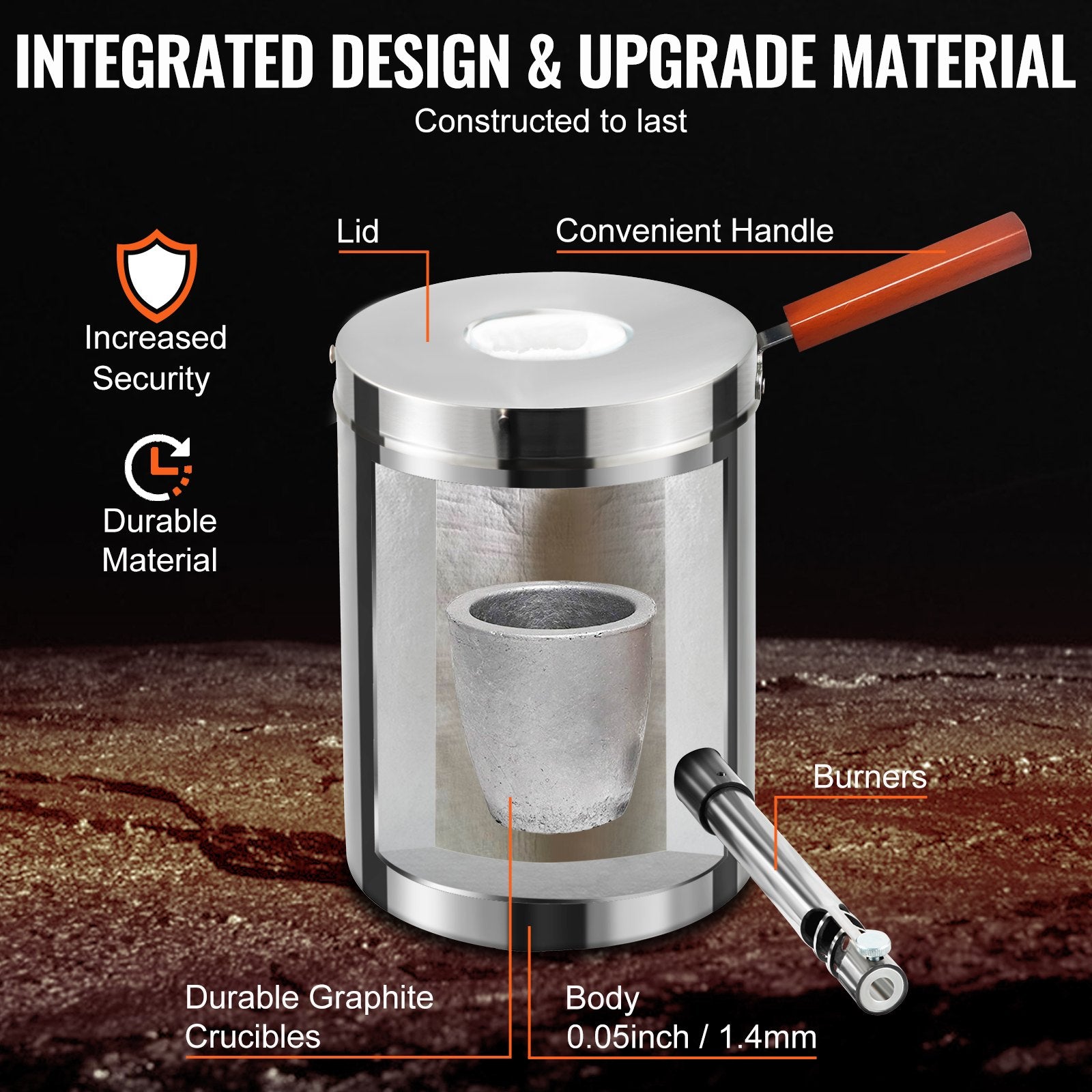 6KG Propane Melting Furnace Kit Melting Furnace Stainless Steel 2700 degrees F V952-BWRJLGMAX6KG1TP2BV0