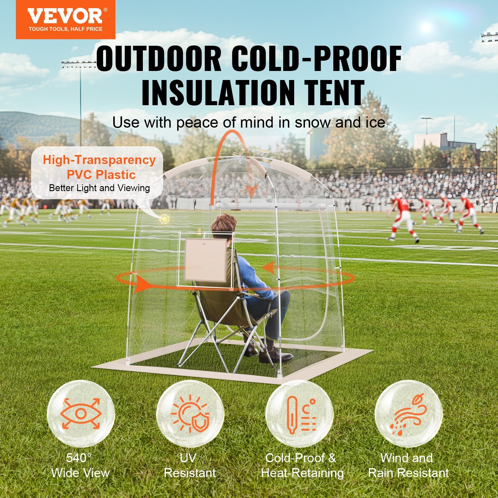 Sports Tent Instant Tent Shelter Weather Proof 1 Person Clear Bubble Tent V952-BWZPDRZTMFX5QJU6SV0
