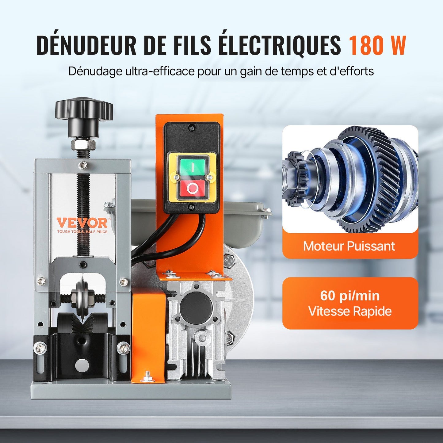 Automatic Wire Stripping Machine, 0.06''-1.18'' Electric Motorized Cable Stripper, 180 W, 60 ft/min Wire V952-BX180W11525MMAVETV3
