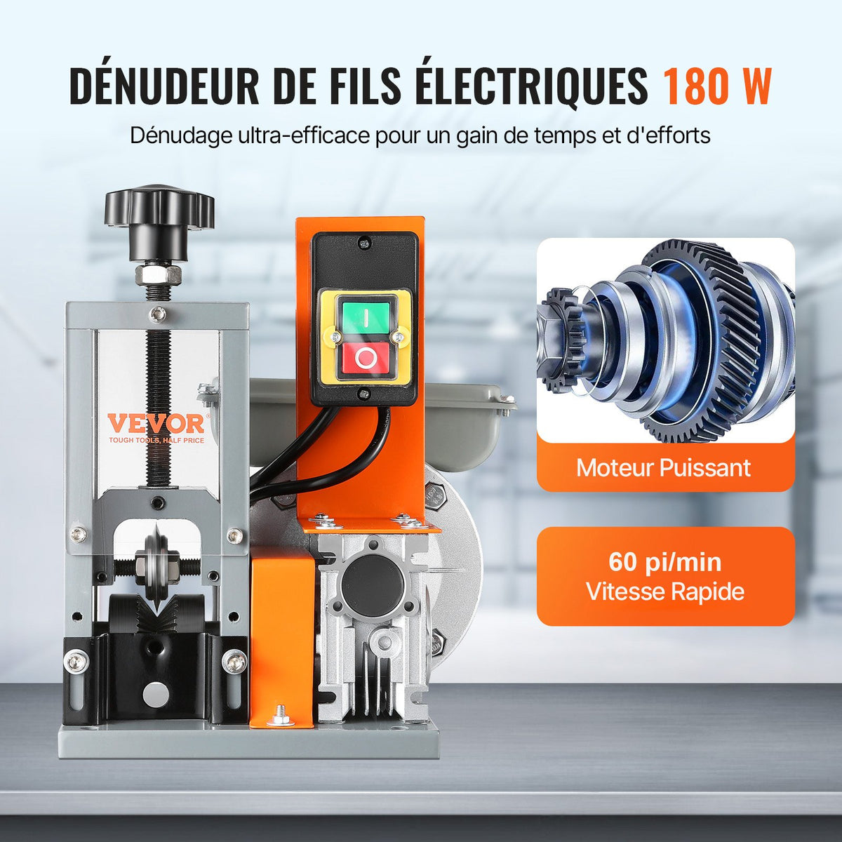 Automatic Wire Stripping Machine, 0.06''-1.18'' Electric Motorized Cable Stripper, 180 W, 60 ft/min Wire V952-BX180W11525MMAVETV3