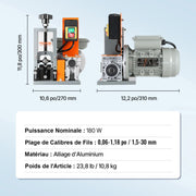 Automatic Wire Stripping Machine, 0.06''-1.18'' Electric Motorized Cable Stripper, 180 W, 60 ft/min Wire V952-BX180W11525MMAVETV3