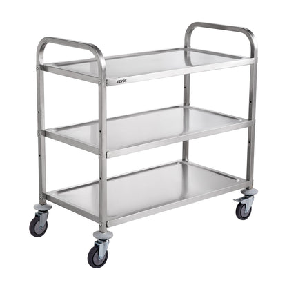 3-Tier Utility Cart Rolling Cart on Wheels 37.5"x20"x37.7" 450 LBS 6 Hooks V952-BXGCFTCCB374XSWSCV0
