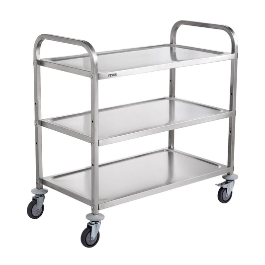 3-Tier Utility Cart Rolling Cart on Wheels 37.5"x20"x37.7" 450 LBS 6 Hooks V952-BXGCFTCCB374XSWSCV0
