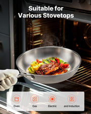 Tri-Ply Stainless Steel Frying Pan, 3 Piece (240, 280, 320 mm), Cooking Skillet with Heat-Resistant Handle, V952-BXGCGSJTBXG8CNBK6001V0