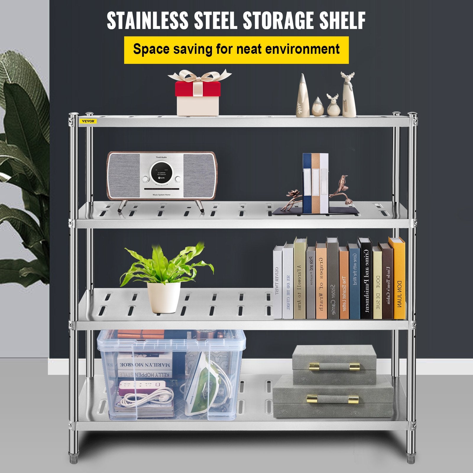 Garage Shelf Heavy Duty Shelving 4-Tier 150x45x155cm Stainless Steel V952-BXGCKHJYCC6045UAVV0