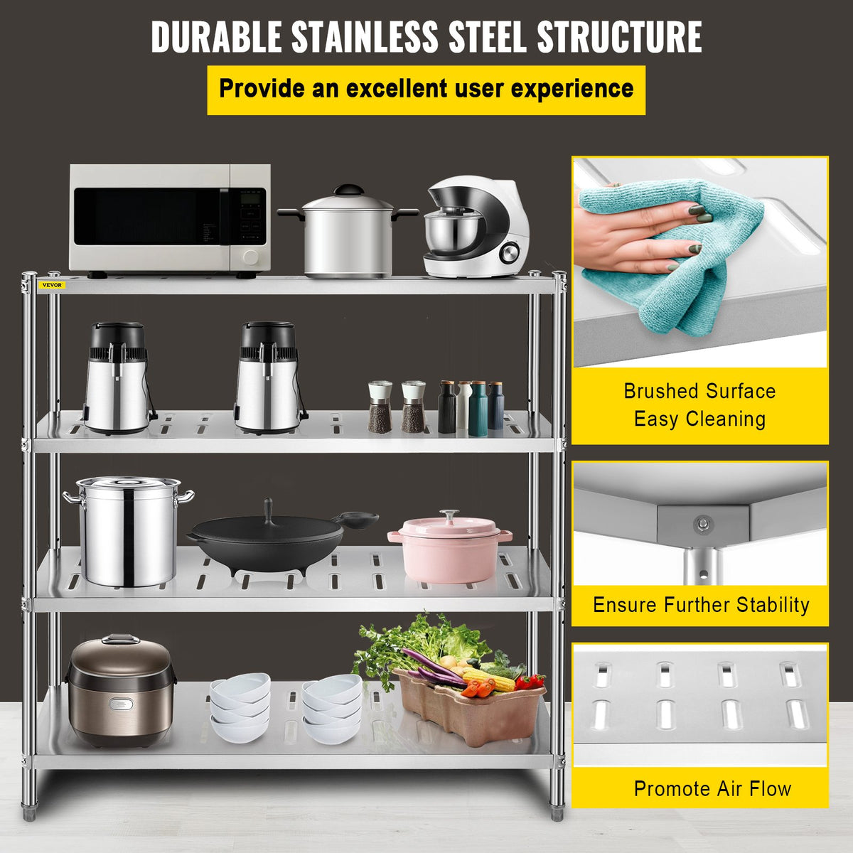 Garage Shelf Heavy Duty Shelving 4-Tier 150x45x155cm Stainless Steel V952-BXGCKHJYCC6045UAVV0