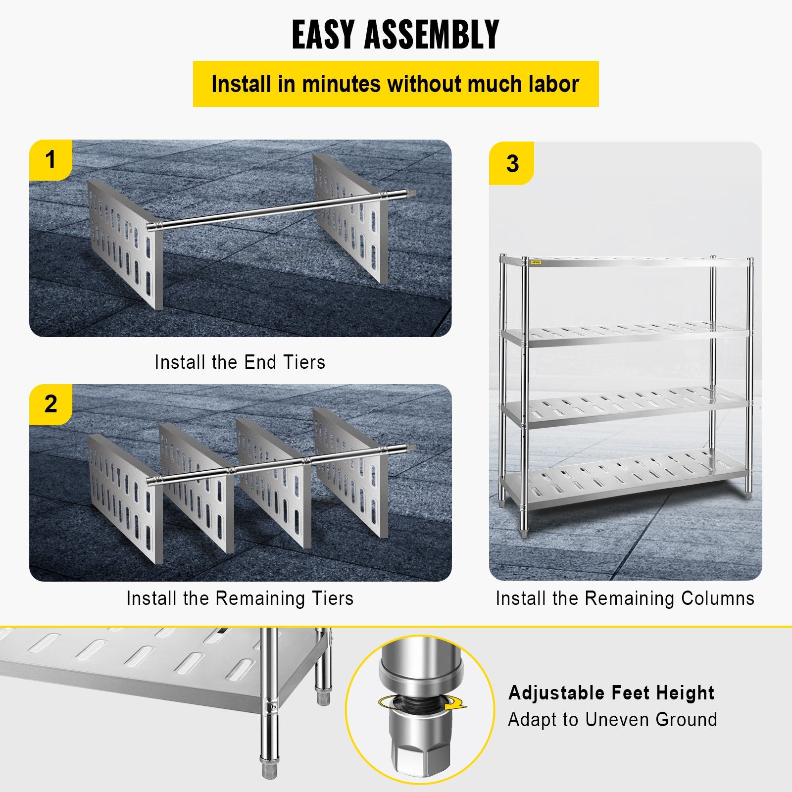 Garage Shelf Heavy Duty Shelving 4-Tier 150x45x155cm Stainless Steel V952-BXGCKHJYCC6045UAVV0